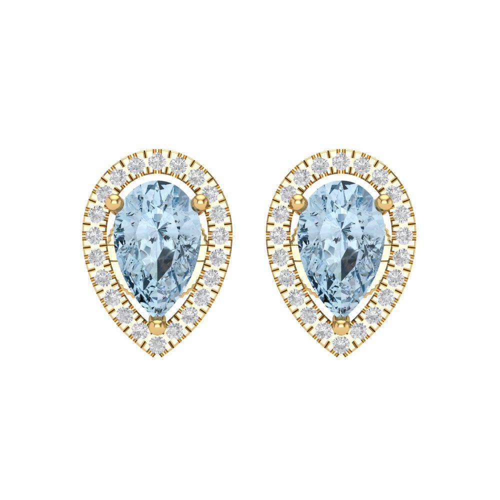 2.72cttw Aquamarine Gold-Plated 925 Silver Screw Back Stud Earrings