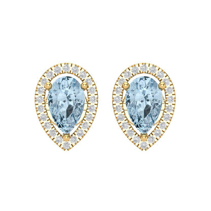 2.72cttw Aquamarine Gold-Plated 925 Silver Screw Back Stud Earrings