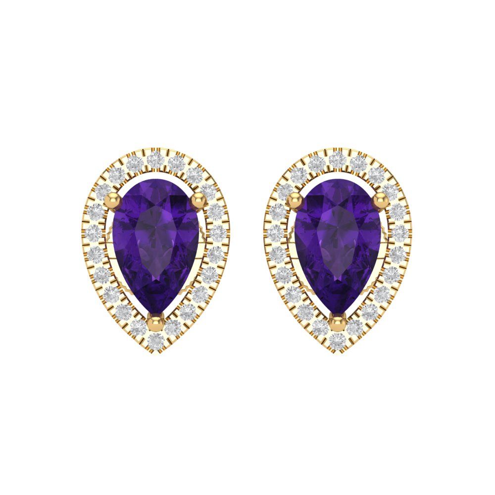 2.72cttw Amethyst Gold-Plated 925 Silver Screw Back Stud Earrings
