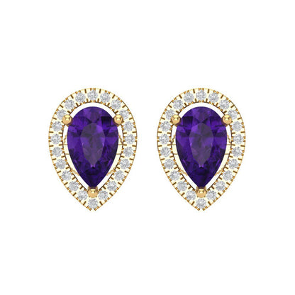 2.72cttw Amethyst Gold-Plated 925 Silver Screw Back Stud Earrings