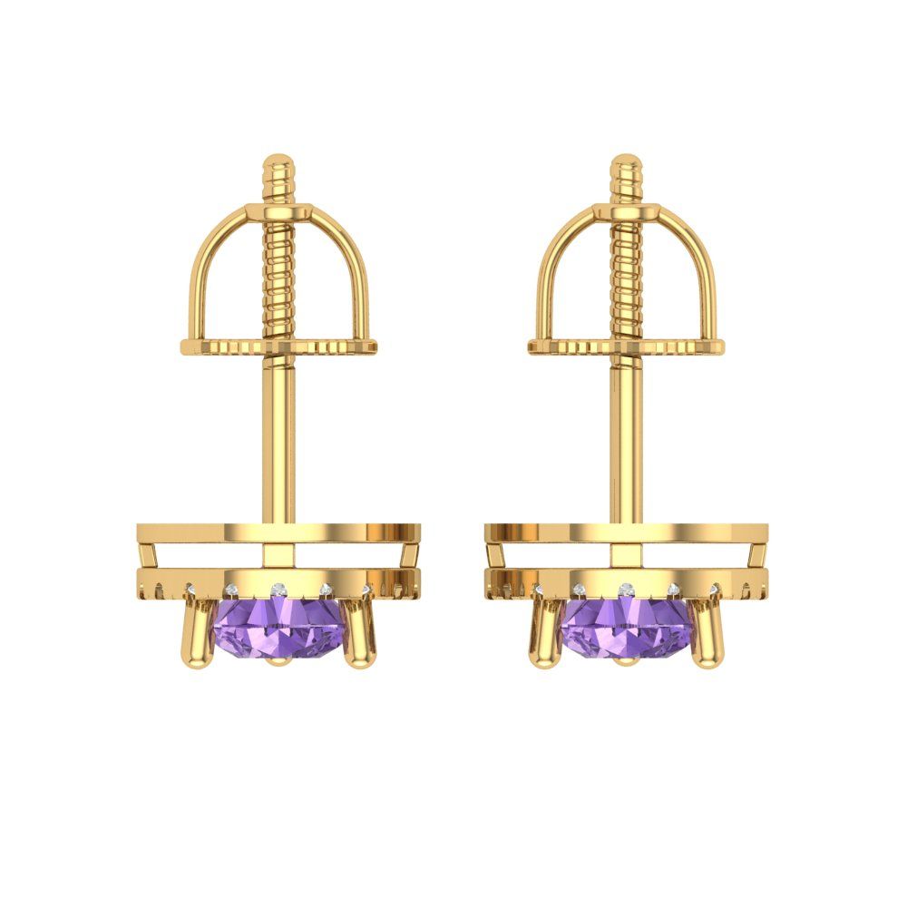 2.72cttw Alexandrite Gold-Plated 925 Silver Screw Back Stud Earrings