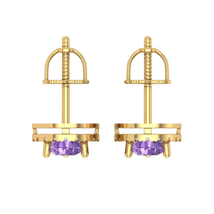 2.72cttw Alexandrite Gold-Plated 925 Silver Screw Back Stud Earrings