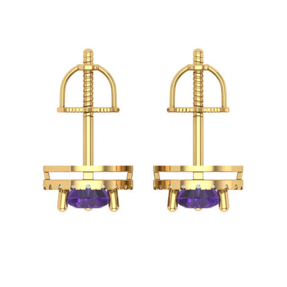 2.72cttw Amethyst Gold-Plated 925 Silver Screw Back Stud Earrings
