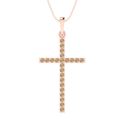 0.575 tcw Necklace Pendant - 14K White Gold Round Cut Charm Yellow Moissanite - Adjustable Length - 15in Box Chain to 18in