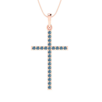 0.575cttw Round Cut Blue Moissanite Gold-Plated 925 Silver Pendant and 16" Box-Chain Necklace