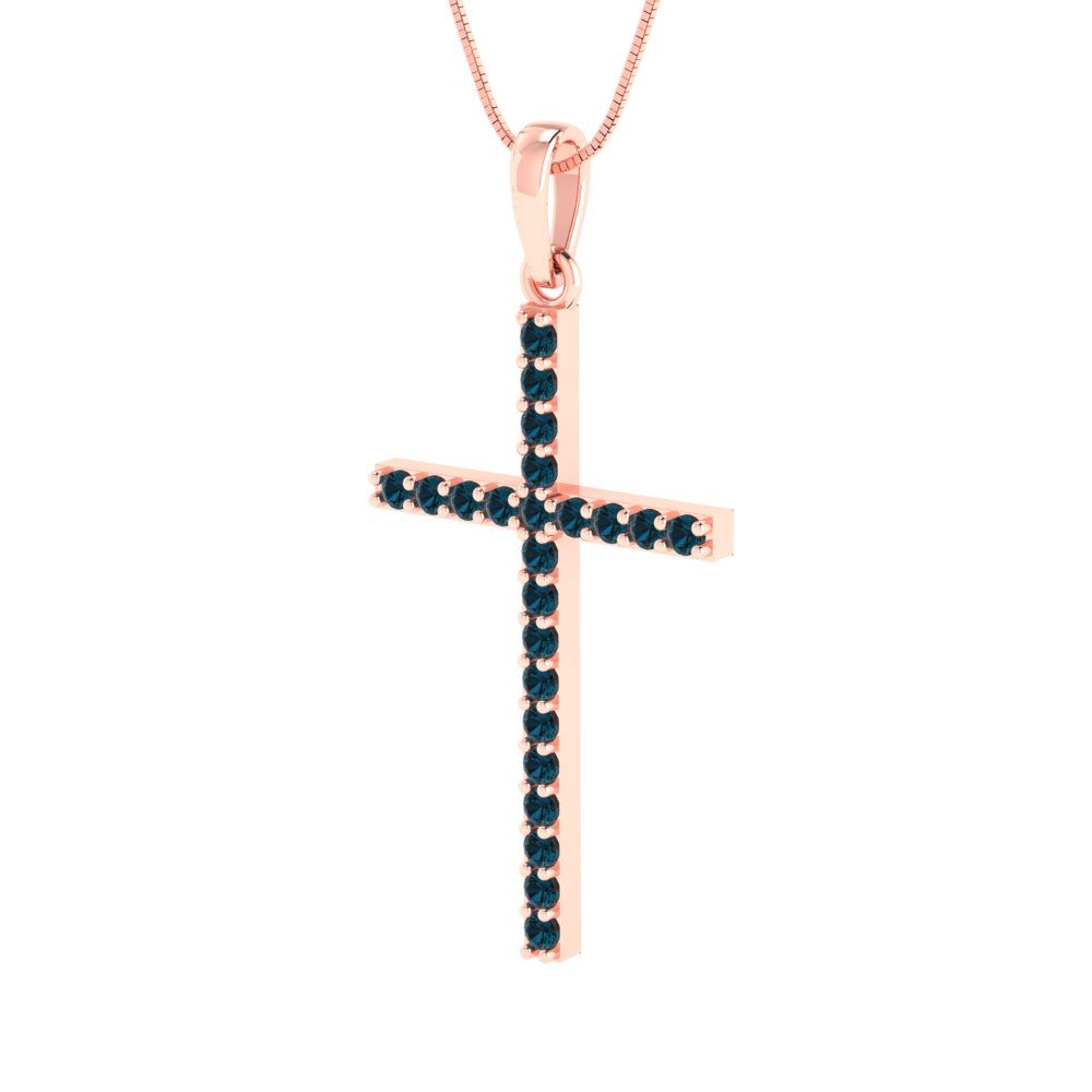 0.575 tcw Necklace Pendant - 14K White Gold Round Cut Charm London - Adjustable Length - 15in Box Chain to 18in