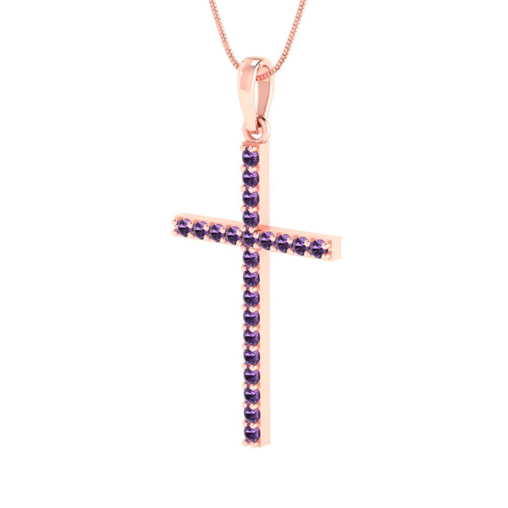 0.575cttw Round Cut Alexandrite Gold-Plated 925 Silver Pendant and 16" Box-Chain Necklace