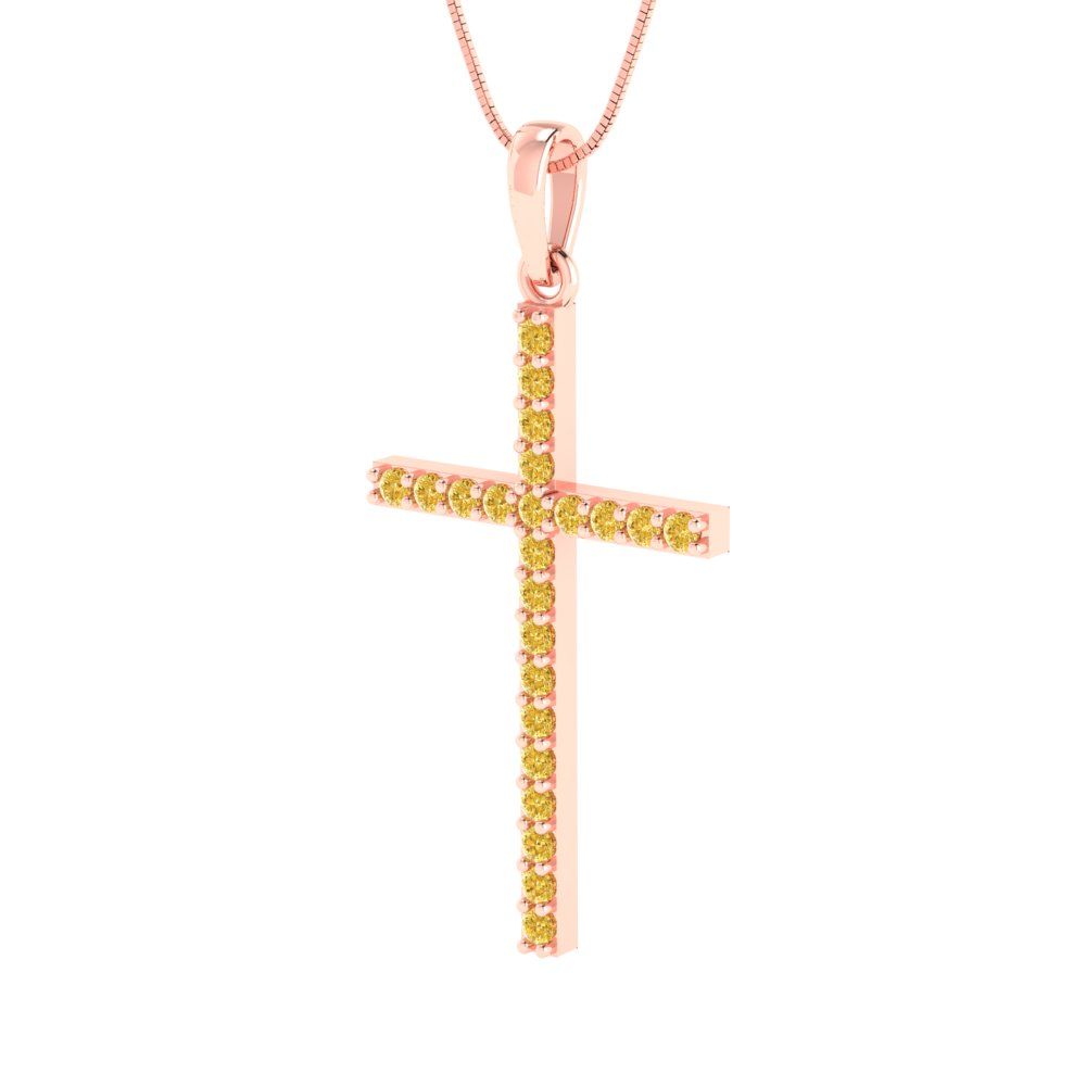 0.575cttw Round Cut Citrine Gold-Plated 925 Silver Pendant and 16" Box-Chain Necklace