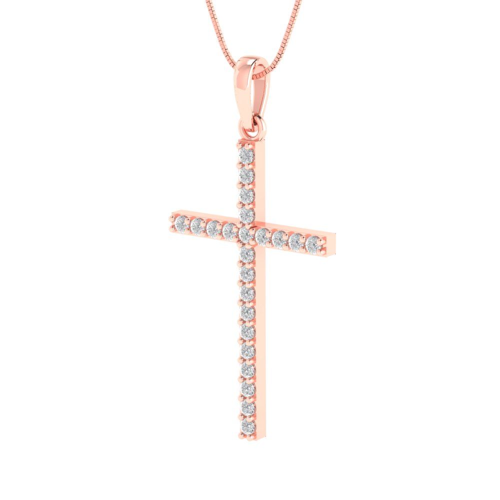 0.575 tcw Necklace Pendant - 14K White Gold Round Cut Charm Moissanite - Adjustable Length - 15in Box Chain to 18in