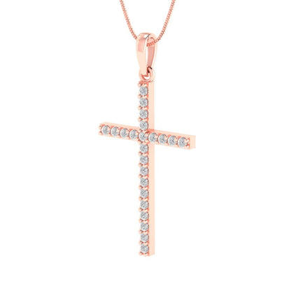 0.575 tcw Necklace Pendant - 14K White Gold Round Cut Charm Moissanite - Adjustable Length - 15in Box Chain to 18in