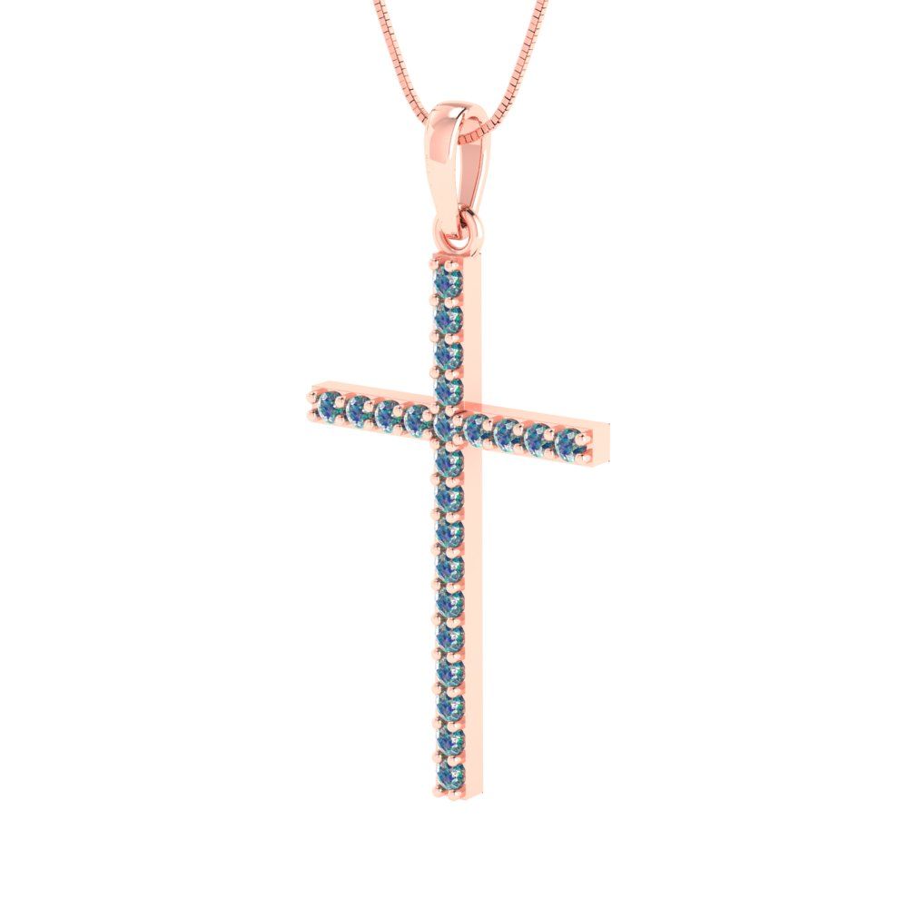 0.575cttw Round Cut Blue Moissanite Gold-Plated 925 Silver Pendant and 16" Box-Chain Necklace