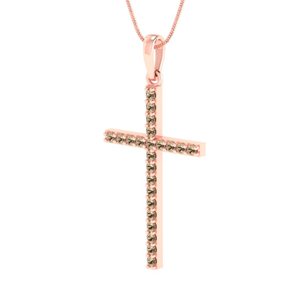 0.575 tcw Necklace Pendant - 14K White Gold Round Cut Charm Yellow Moissanite - Adjustable Length - 15in Box Chain to 18in