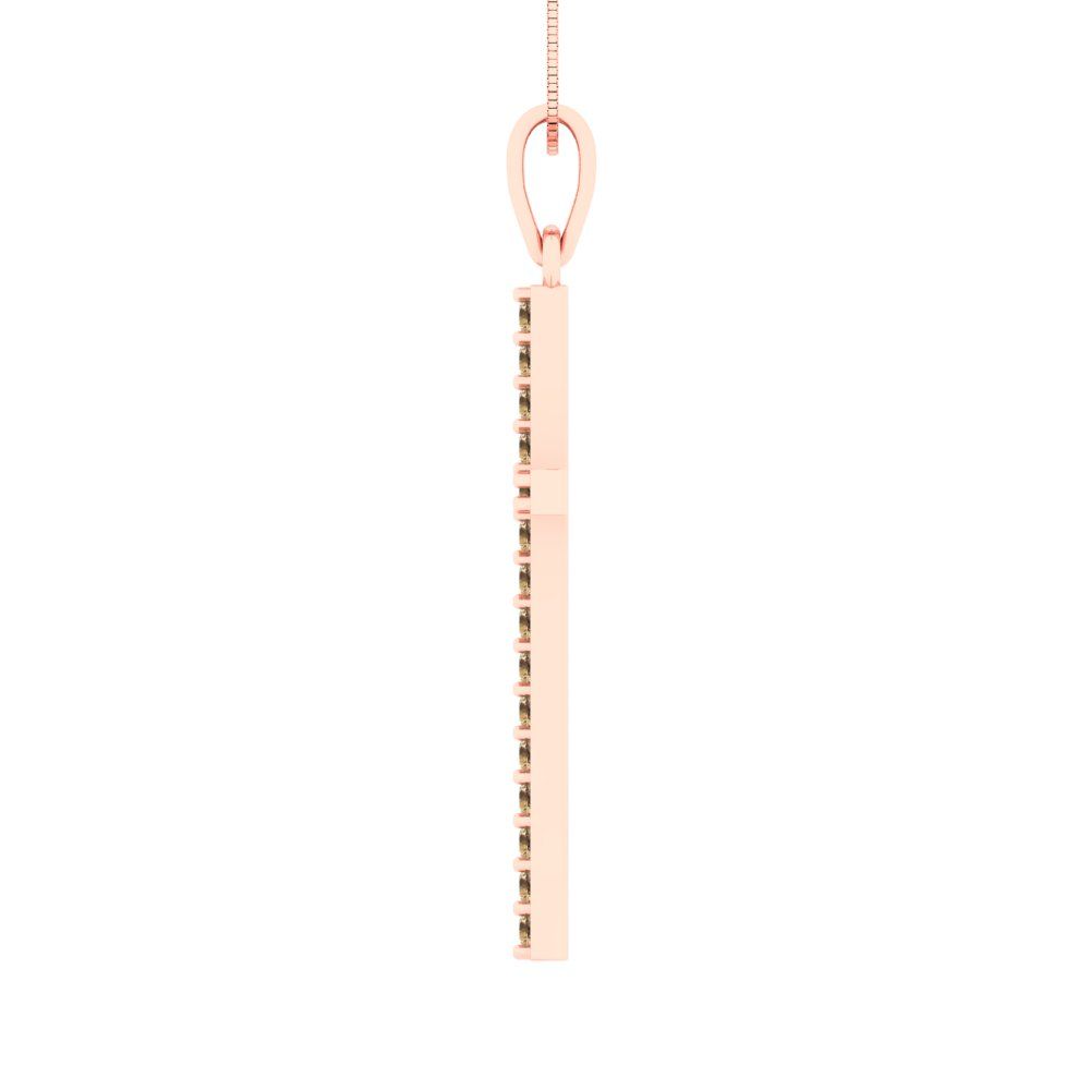 0.575 tcw Necklace Pendant - 14K White Gold Round Cut Charm Champagne - Adjustable Length - 15in Box Chain to 18in