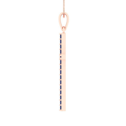 0.575 tcw Necklace Pendant - 14K White Gold Round Cut Charm Bluesapphire - Adjustable Length - 15in Box Chain to 18in