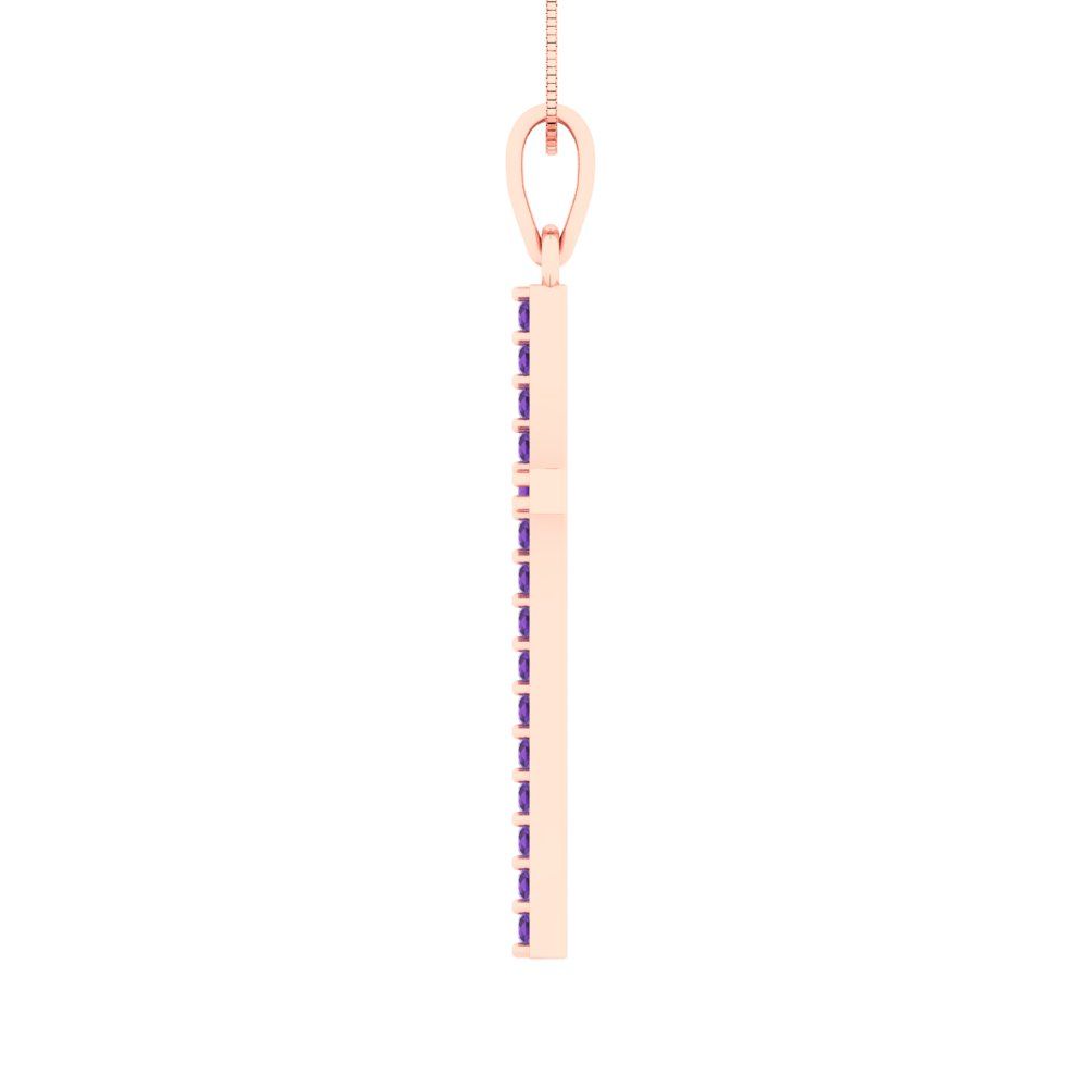 0.575cttw Round Cut Amethyst Gold-Plated 925 Silver Pendant and 16" Box-Chain Necklace