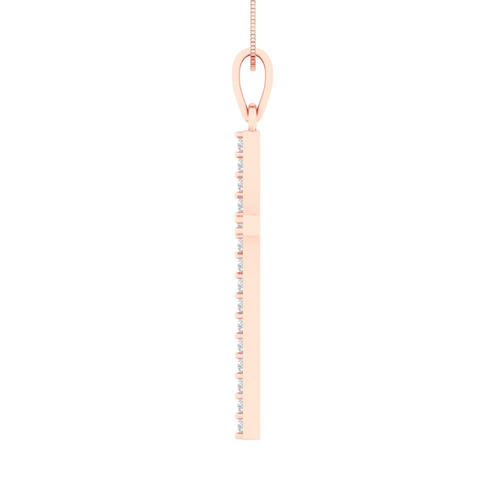 0.575 tcw Necklace Pendant - 14K White Gold Round Cut Charm Zirconia Diamond - Adjustable Length - 15in Box Chain to 18in