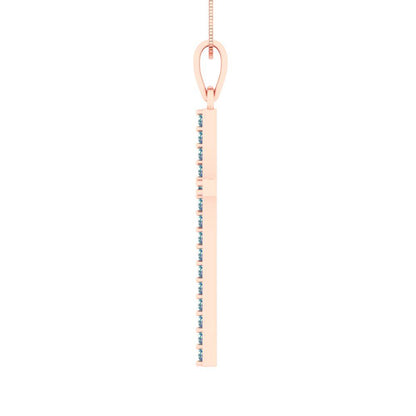 0.575cttw Round Cut Blue Moissanite Gold-Plated 925 Silver Pendant and 16" Box-Chain Necklace