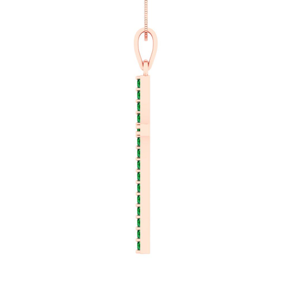 0.575cttw Round Cut Emerald Gold-Plated 925 Silver Pendant and 16" Box-Chain Necklace