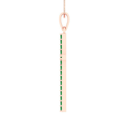0.575cttw Round Cut Emerald Gold-Plated 925 Silver Pendant and 16" Box-Chain Necklace