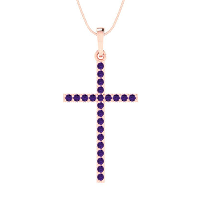 0.575cttw Round Cut Amethyst Gold-Plated 925 Silver Pendant and 16" Box-Chain Necklace