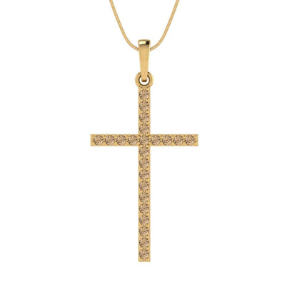 0.575 tcw Necklace Pendant - 14K White Gold Round Cut Charm Yellow Moissanite - Adjustable Length - 15in Box Chain to 18in