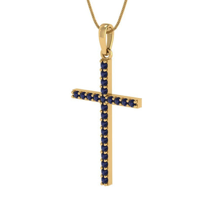 0.575cttw Round Cut Blue Sapphire Gold-Plated 925 Silver Pendant and 16" Box-Chain Necklace