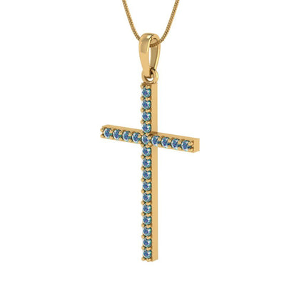 0.575cttw Round Cut Blue Moissanite Gold-Plated 925 Silver Pendant and 16" Box-Chain Necklace