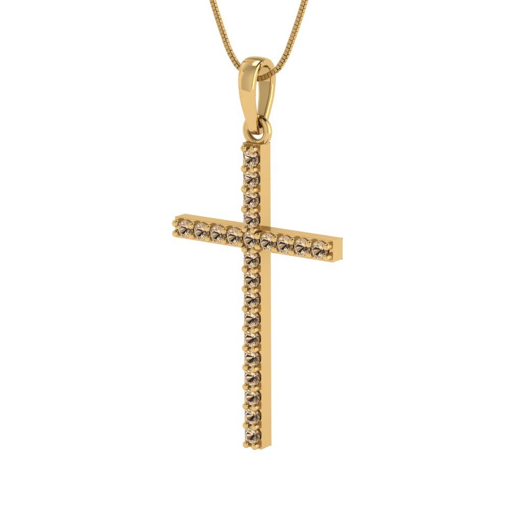 0.575 tcw Necklace Pendant - 14K White Gold Round Cut Charm Yellow Moissanite - Adjustable Length - 15in Box Chain to 18in