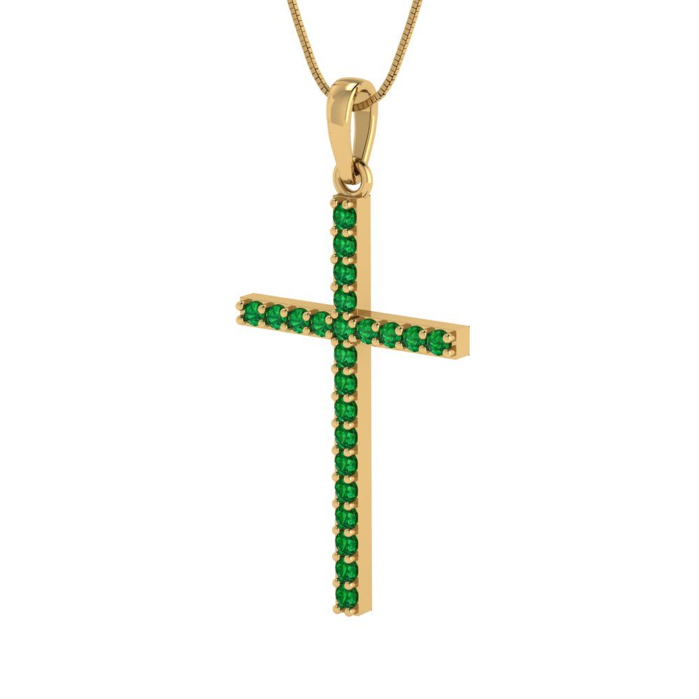 0.575cttw Round Cut Emerald Gold-Plated 925 Silver Pendant and 16" Box-Chain Necklace