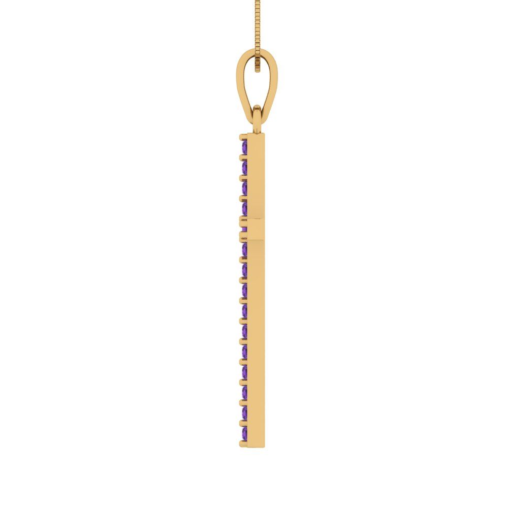 0.575cttw Round Cut Amethyst Gold-Plated 925 Silver Pendant and 16" Box-Chain Necklace