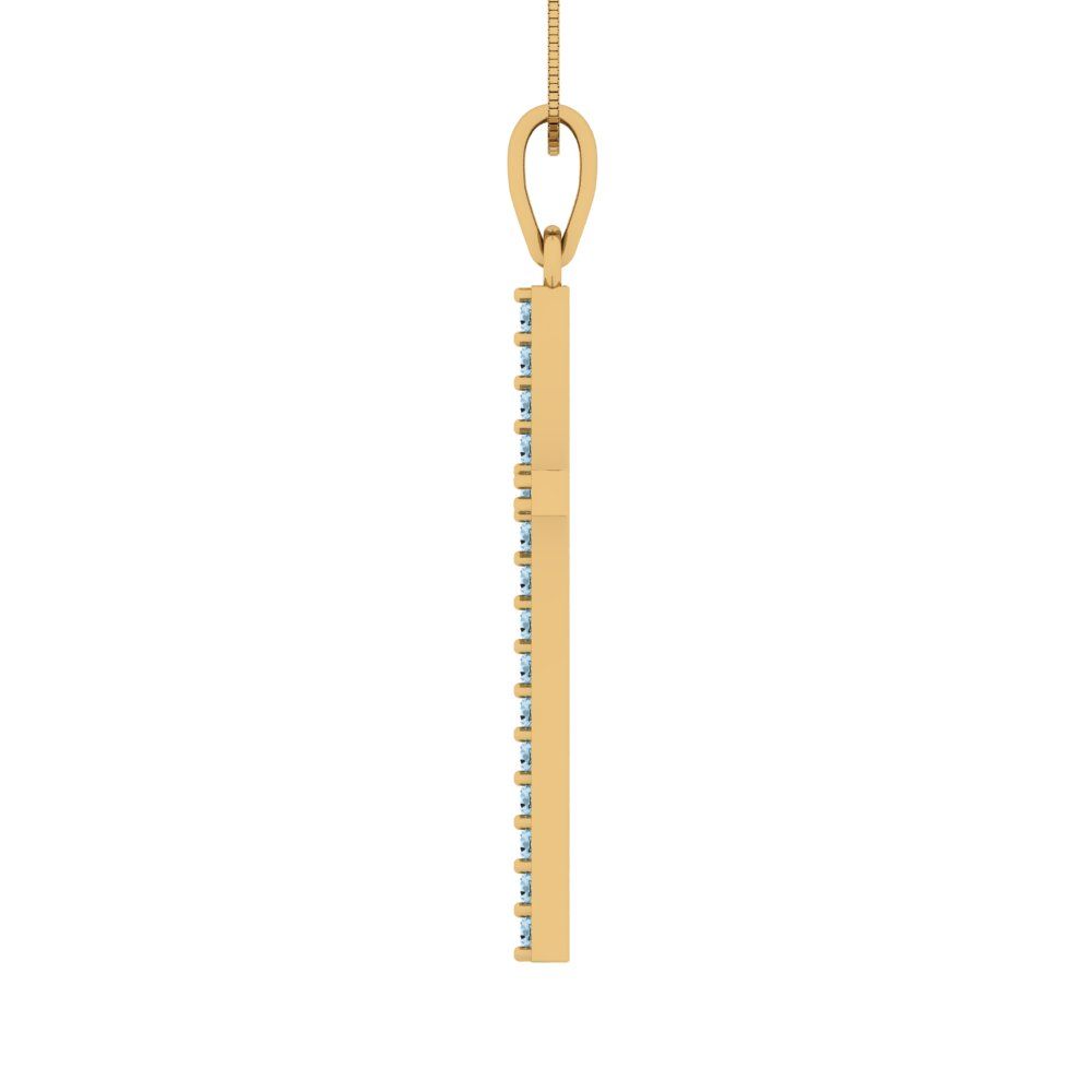 0.575cttw Round Cut Blue Gold-Plated 925 Silver Pendant and 16" Box-Chain Necklace