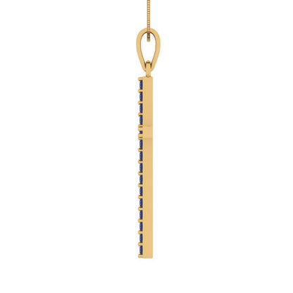 0.575 tcw Necklace Pendant - 14K White Gold Round Cut Charm Bluesapphire - Adjustable Length - 15in Box Chain to 18in