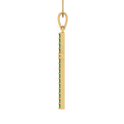 0.575cttw Round Cut Emerald Gold-Plated 925 Silver Pendant and 16" Box-Chain Necklace