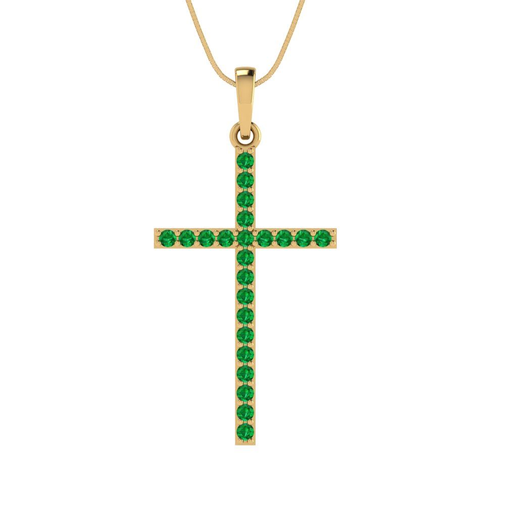 0.575cttw Round Cut Emerald Gold-Plated 925 Silver Pendant and 16" Box-Chain Necklace