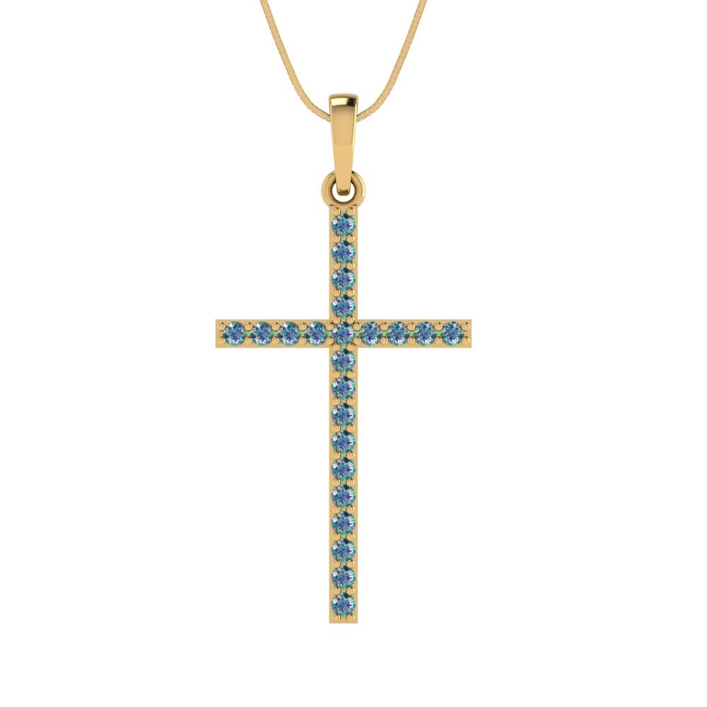 0.575cttw Round Cut Blue Moissanite Gold-Plated 925 Silver Pendant and 16" Box-Chain Necklace