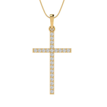 0.575 tcw Necklace Pendant - 14K White Gold Round Cut Charm Zirconia Diamond - Adjustable Length - 15in Box Chain to 18in