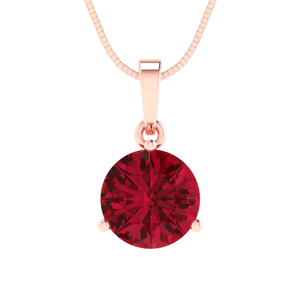 2 tcw Necklace Pendant - 14K White Gold Round Cut Solitaire  Pink Tourmaline - Adjustable Length - 15in Box Chain to 18in