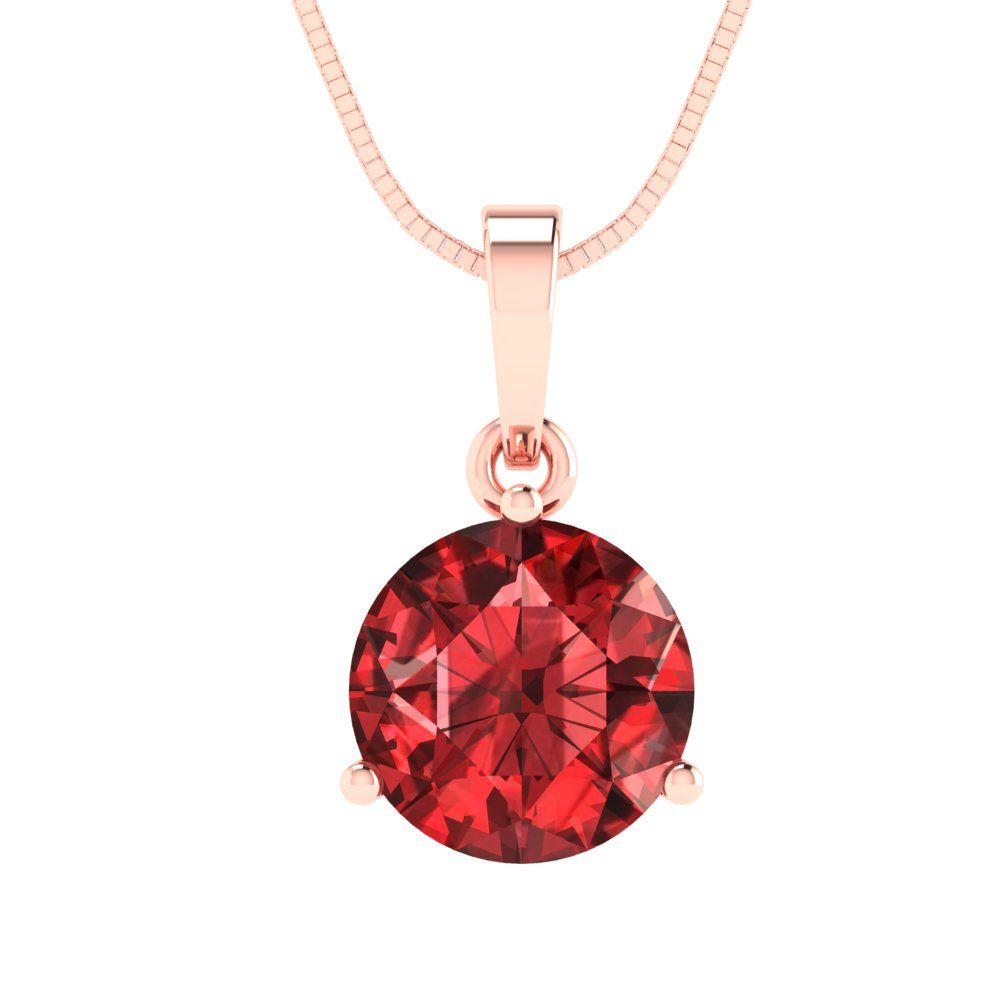2cttw Round Cut Garnet Gold-Plated 925 Silver Pendant and 16" Box-Chain Necklace