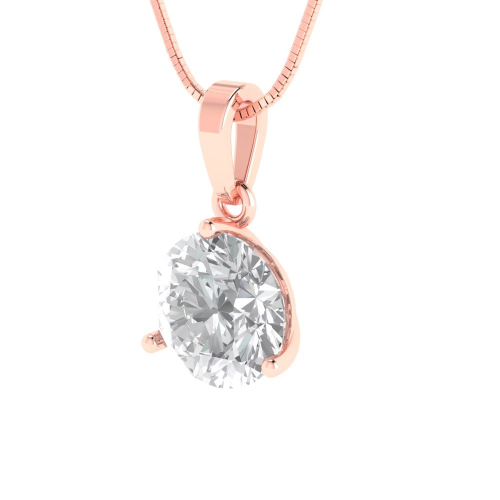 2cttw Round Cut Clear Gold-Plated 925 Silver Pendant and 16" Box-Chain Necklace