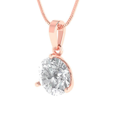 2cttw Round Cut Clear Gold-Plated 925 Silver Pendant and 16" Box-Chain Necklace