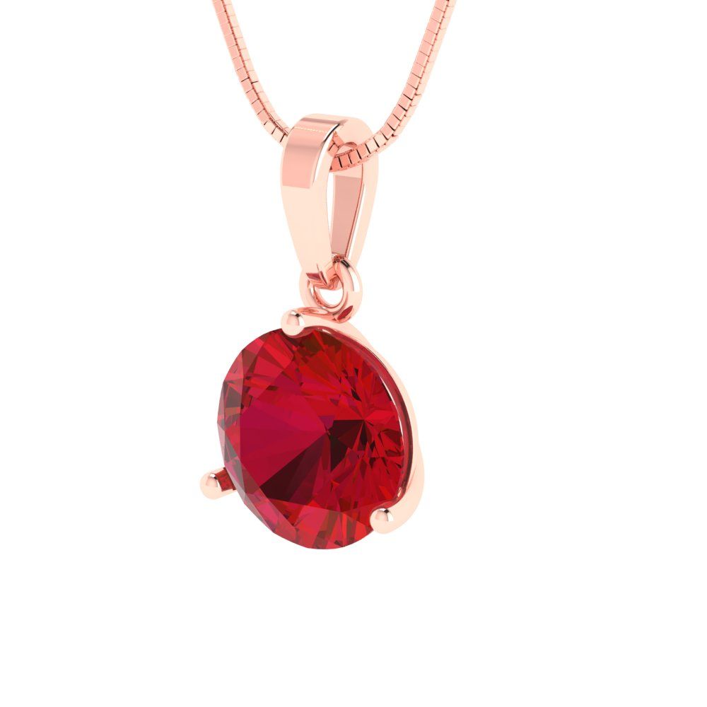 2 tcw Necklace Pendant - 14K White Gold Round Cut Solitaire  Pink Tourmaline - Adjustable Length - 15in Box Chain to 18in