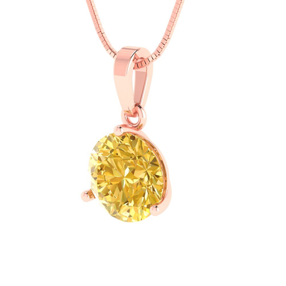 2cttw Round Cut Citrine Gold-Plated 925 Silver Pendant and 16" Box-Chain Necklace