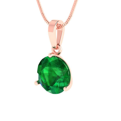 2cttw Round Cut Emerald Gold-Plated 925 Silver Pendant and 16" Box-Chain Necklace