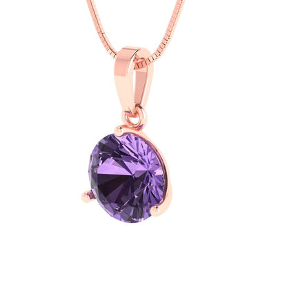 2cttw Round Cut Alexandrite Gold-Plated 925 Silver Pendant and 16" Box-Chain Necklace