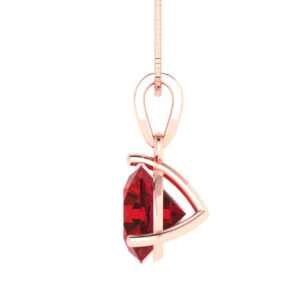 2 tcw Necklace Pendant - 14K White Gold Round Cut Solitaire  Pink Tourmaline - Adjustable Length - 15in Box Chain to 18in