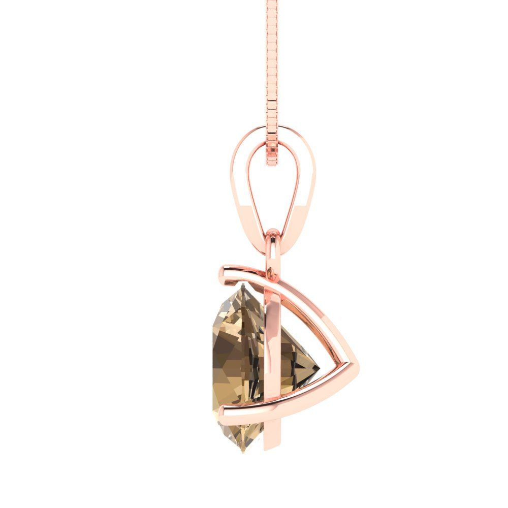 2cttw Round Cut Champagne Gold-Plated 925 Silver Pendant and 16" Box-Chain Necklace