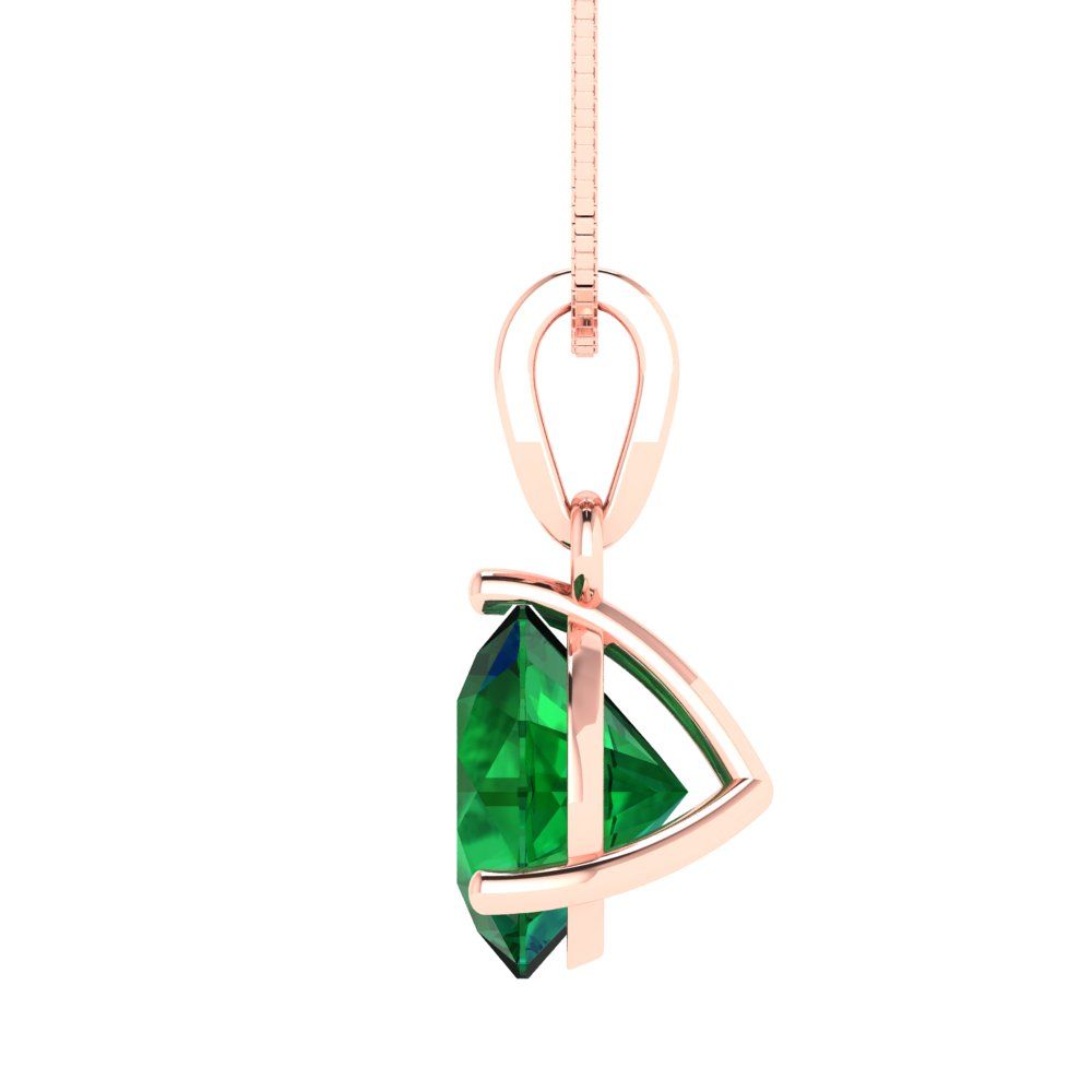 2cttw Round Cut Emerald Gold-Plated 925 Silver Pendant and 16" Box-Chain Necklace