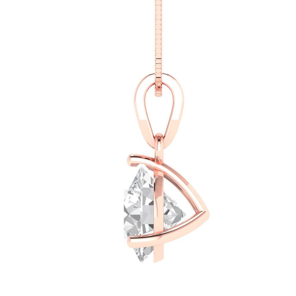 2cttw Round Cut Clear Gold-Plated 925 Silver Pendant and 16" Box-Chain Necklace