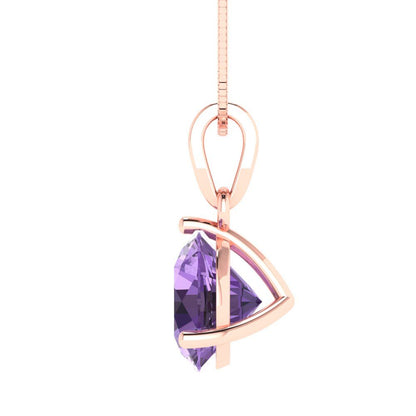 2cttw Round Cut Alexandrite Gold-Plated 925 Silver Pendant and 16" Box-Chain Necklace