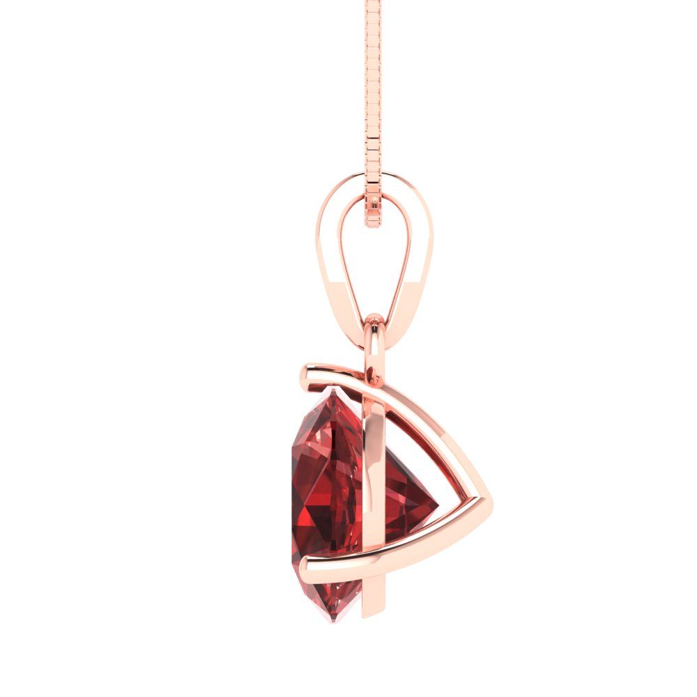 2cttw Round Cut Garnet Gold-Plated 925 Silver Pendant and 16" Box-Chain Necklace